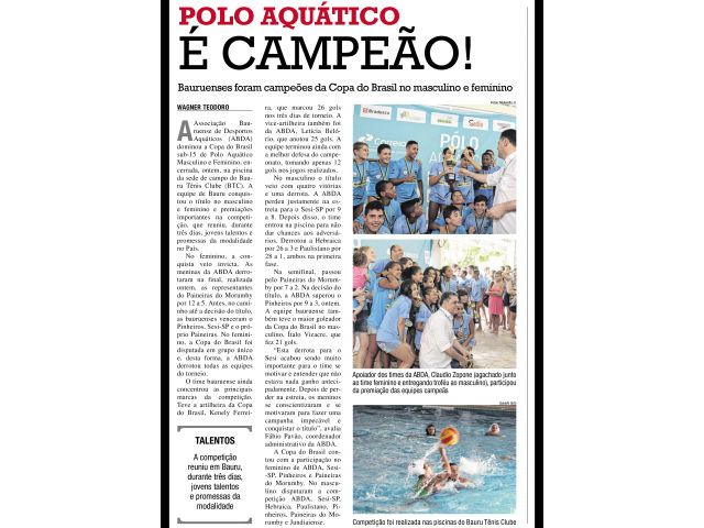 ABDA � Campe�o na Copa do Brasil Sub-15 de Polo Aqu�tico