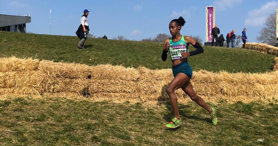 Jeovana Santos pela Sele��o Brasileira no Mundial de Cross Country na Dinamarca