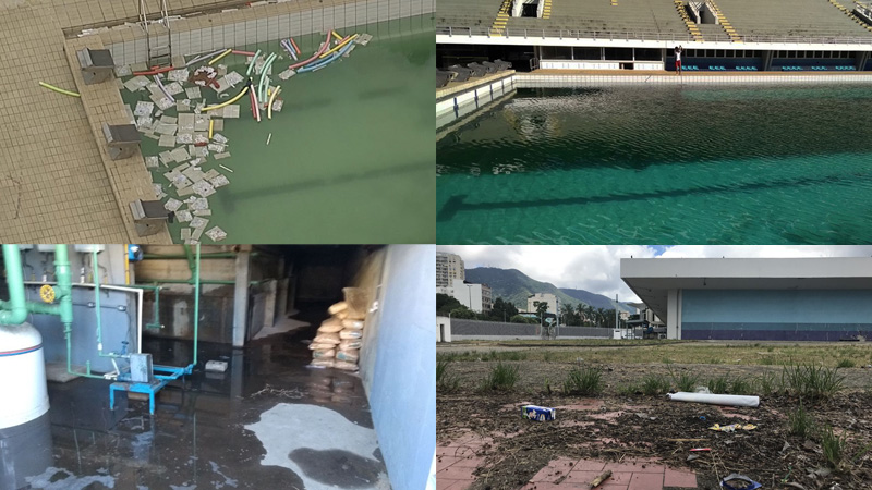 Em 2013, as piscinas do Parque Aqu�tico Julio Delamare estavam abandonadas, sucateadas e sujas