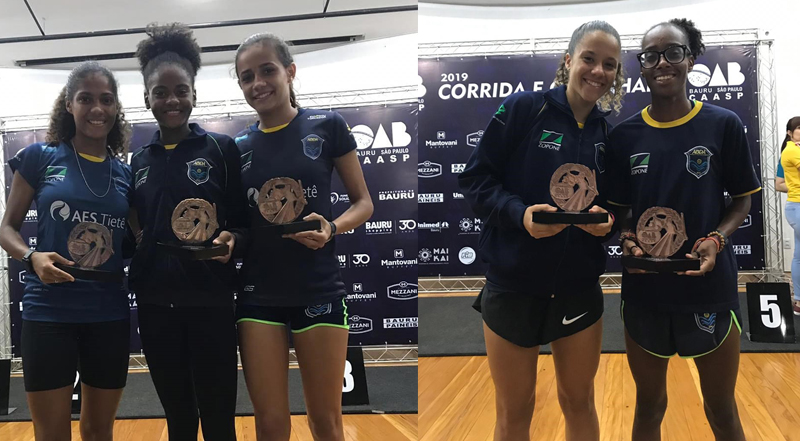 No feminino, p�dio triplo nos 4km (Ana Beatriz Trajano, Esther Beatriz e Maria Clara) e duplo nos 7km (Jeovana Fernanda e Let�cia Bello)