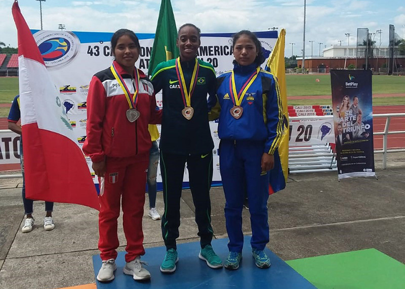 Jeovana Fernanda Santos conquistou medalha de ouro nos 3000 metros com obst�culos no Campeonato Sul-Americano Sub-20, em Cali, na Col�mbia, em 2019