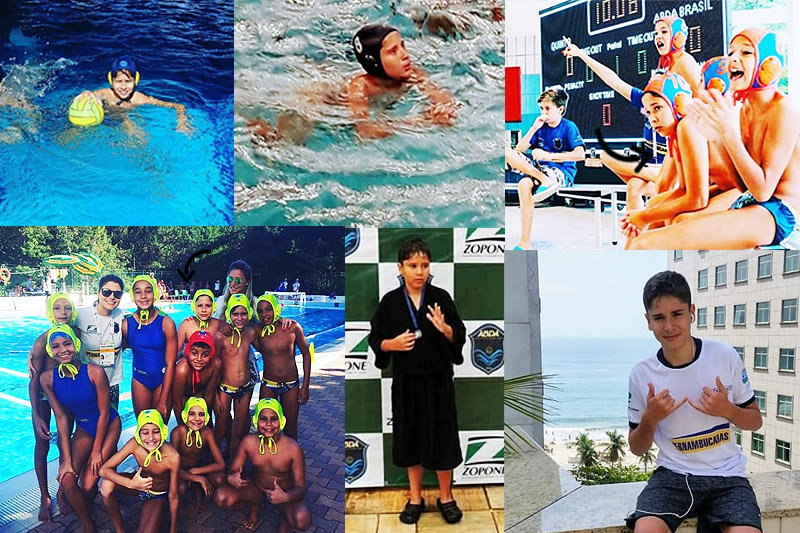Momentos da evolução de Cesar Henrique no polo aquático