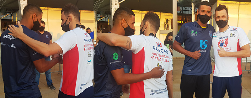 Atleta ol�mpico L�o de Deus, campe�o dos 200m borboleta, fez quest�o de conhecer e cumprimentar Brian Aguiar, da ABDA