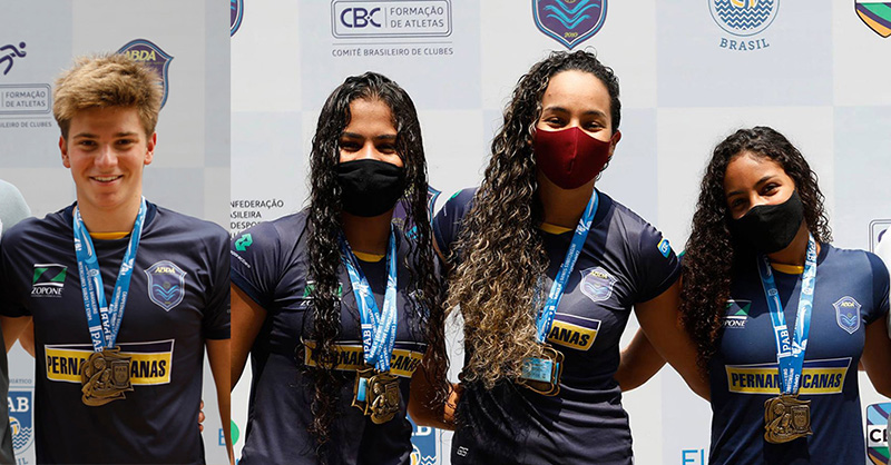 Oliver Sudar (revela��o) Leticia Belorio (MVP e artilheira), Isabela Mendes (goleira menos vazada) e Lauana Bas�lio (revela��o)